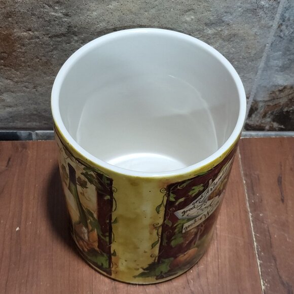 Decorative Crock Wine Chiller Vase Utensil Holder Good Friends Food Wine - Picture 6 of 10